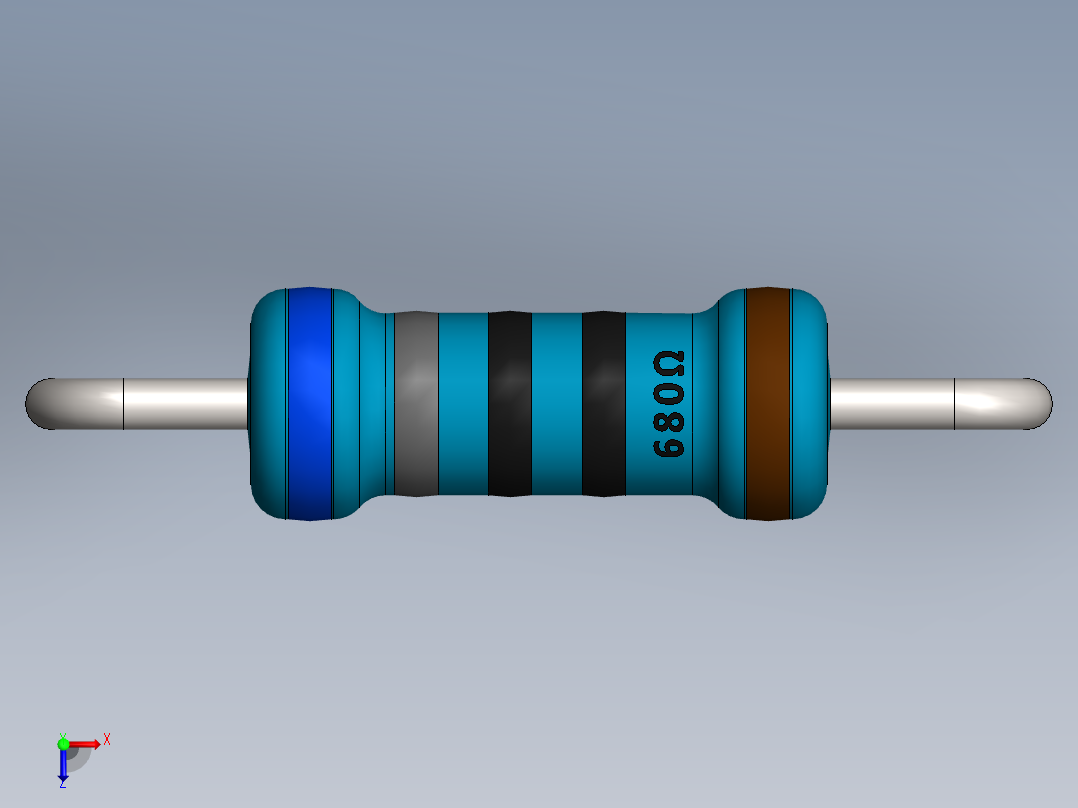 电容器 二极管 电阻器-Resistor 680 Ohm Blue俯视图