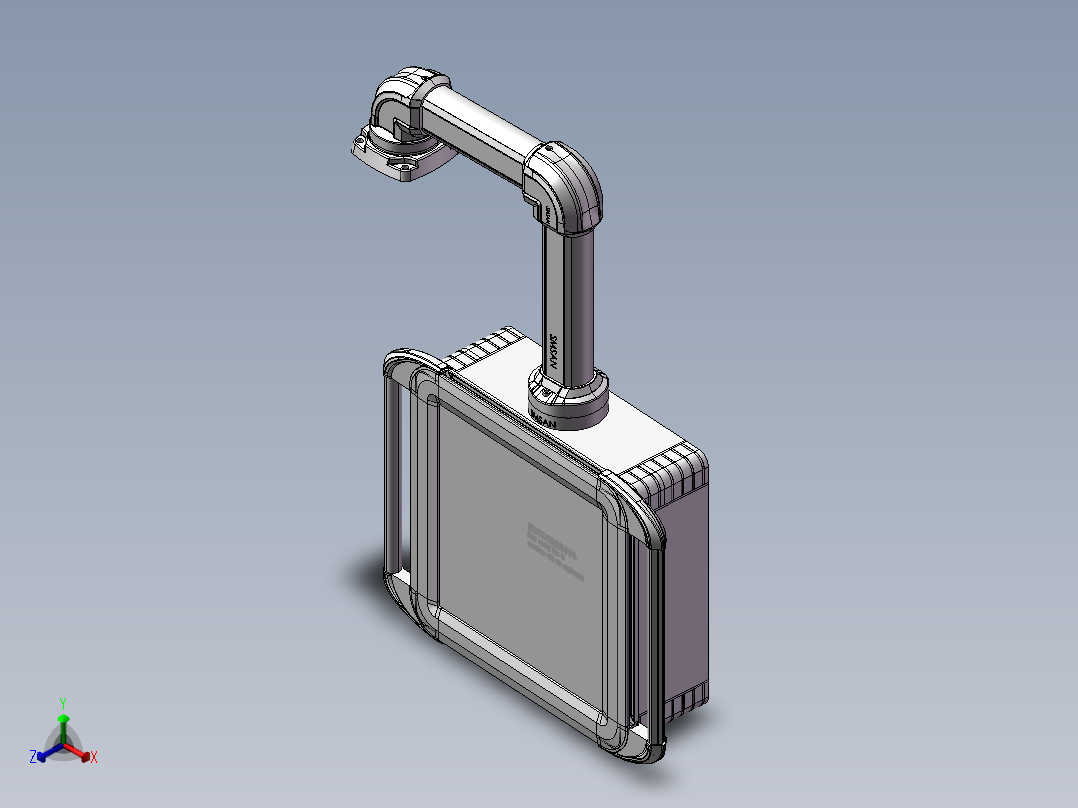 向下顶座+转角+箱体连接器+控制箱正等轴测图
