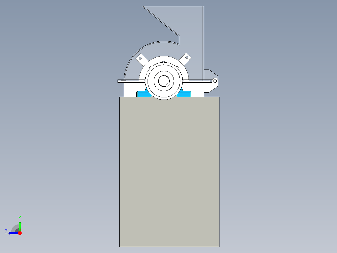小型锤式粉碎机三维模型设计右视图