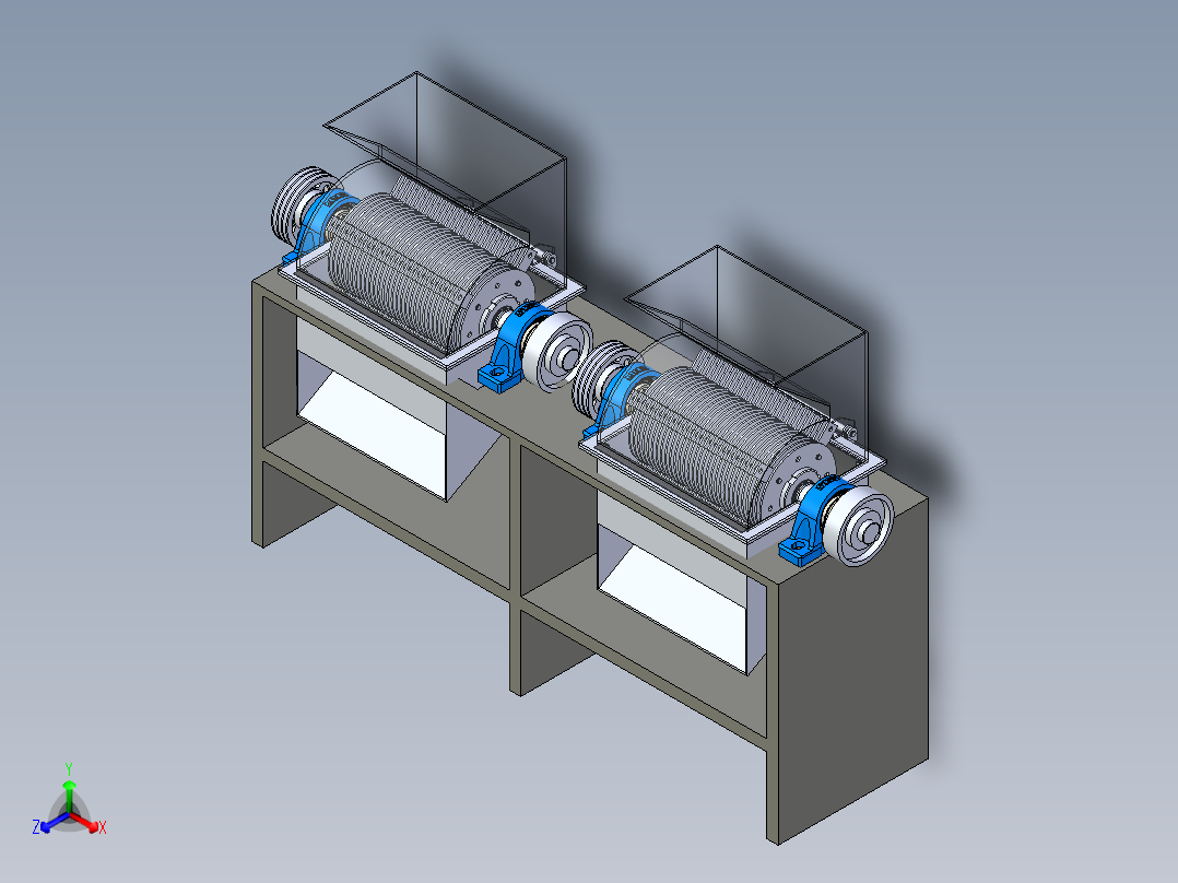 小型锤式粉碎机三维模型设计正等轴测图