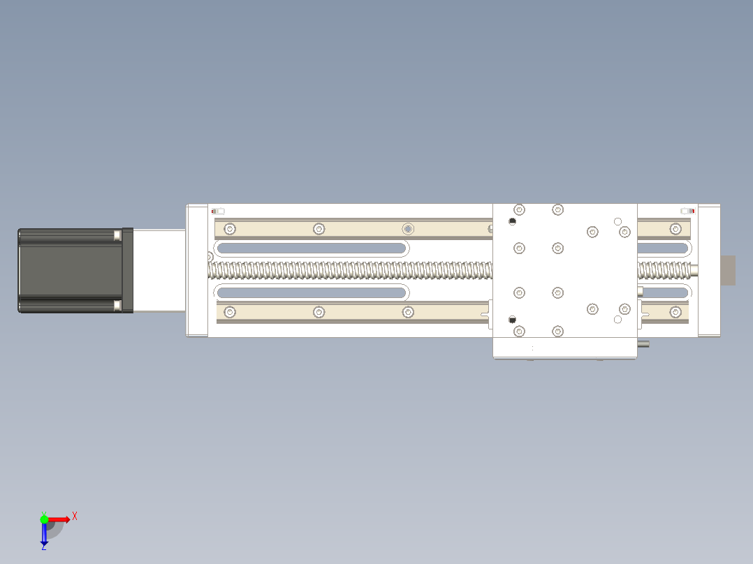滚珠丝杆导轨模组俯视图