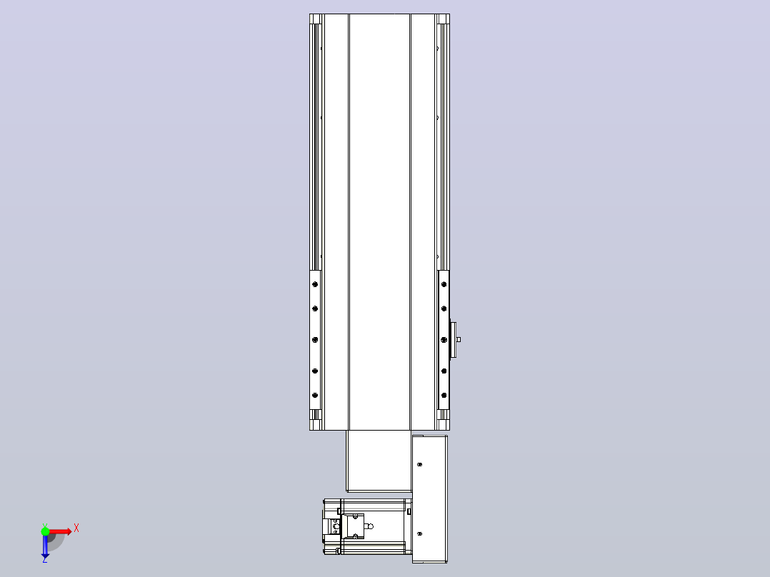皮带直线轴半封闭可选导轨TPA-HNB-202D-140-L250-MR-Y-P75-N3俯视图