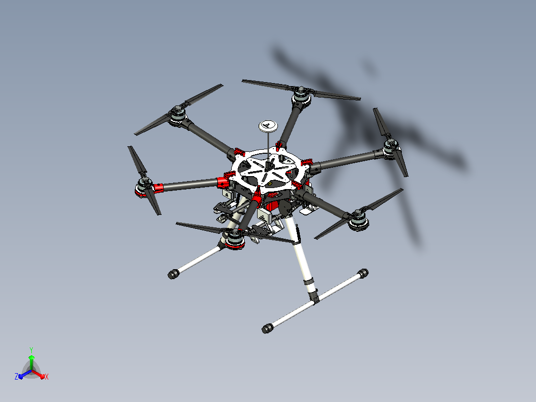 大疆DJI S900六轴无人机3D图纸三维模型主视图