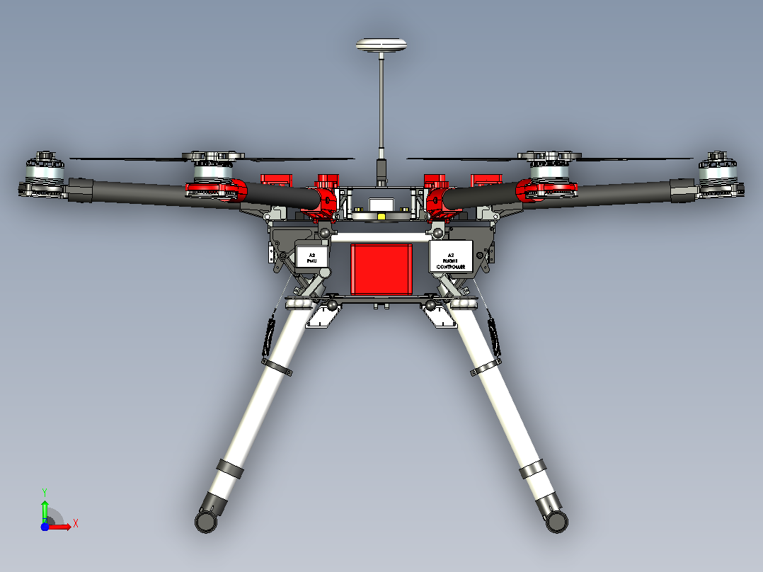 大疆DJI S900六轴无人机3D图纸三维模型前视图