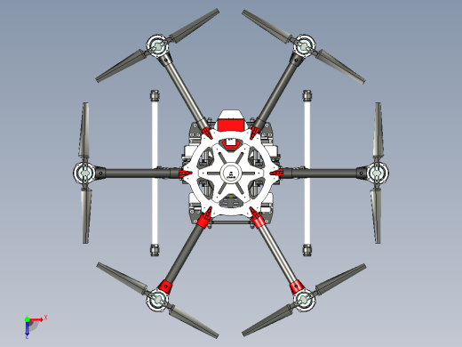 大疆DJI S900六轴无人机3D图纸三维模型俯视缩略图