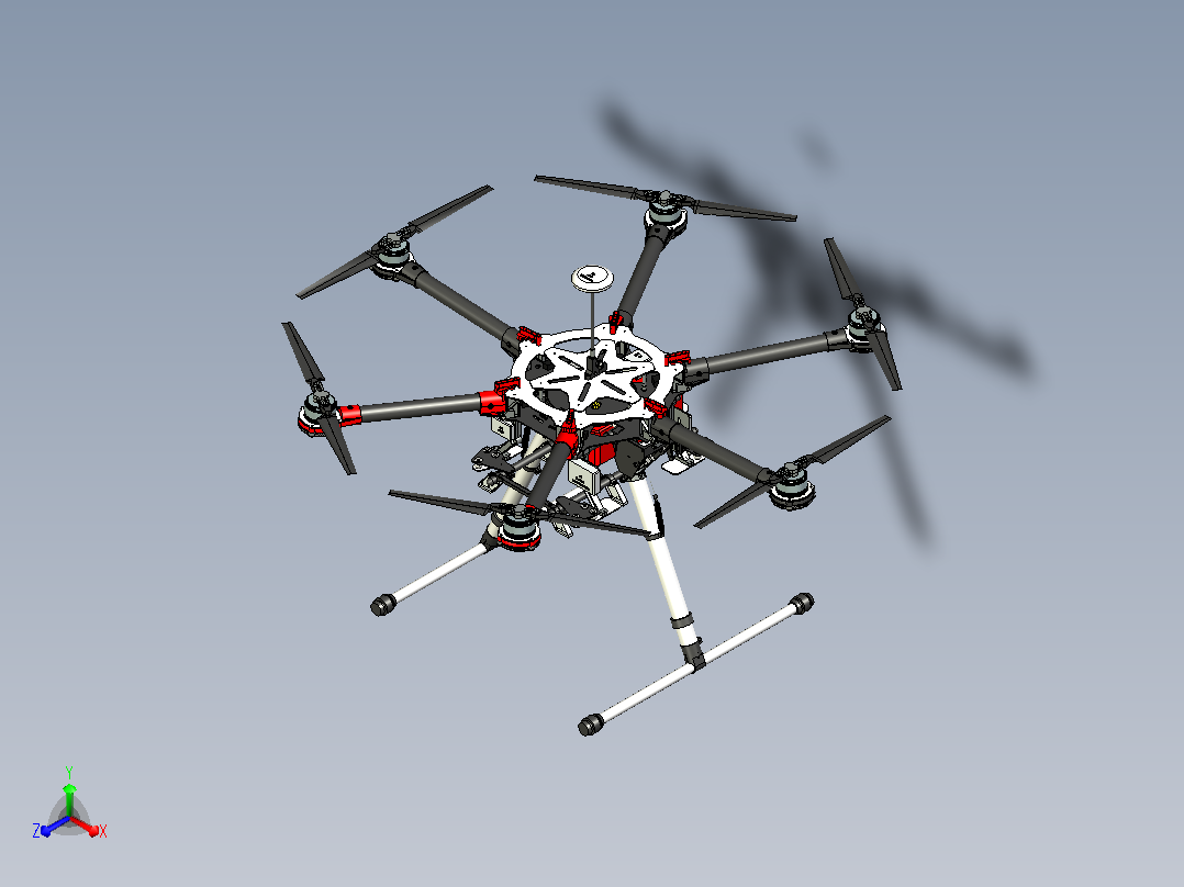大疆DJI S900六轴无人机3D图纸三维模型正等轴测图