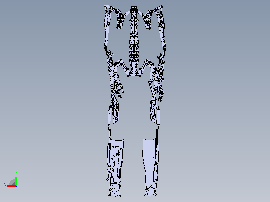 外骨骼结构3D图纸+Solidworks设计后视图