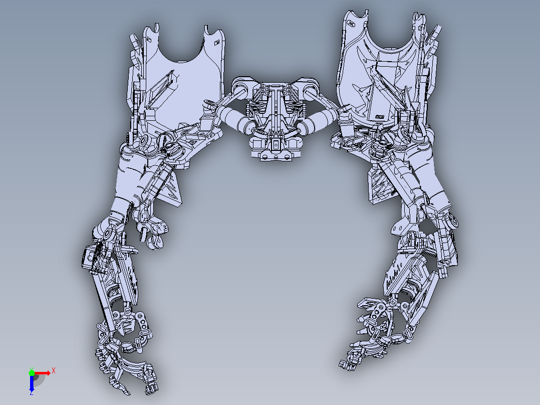 外骨骼结构3D图纸+Solidworks设计俯视图