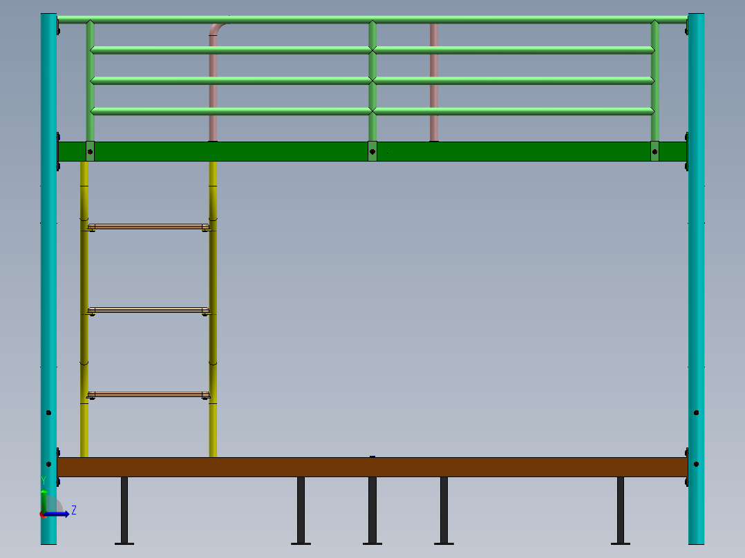 钢质双层床SW2013左视图