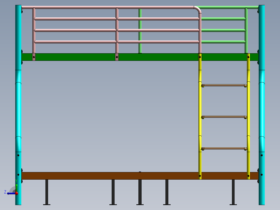 钢质双层床SW2013右视图
