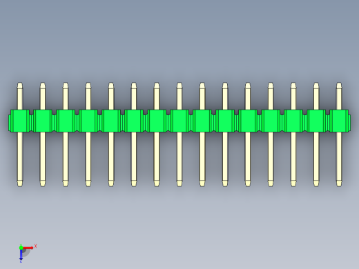 彩色公头100mil（2.54mm）系列-DS1021_green_1x15p_100mil_Type1_rev1.0俯视缩略图