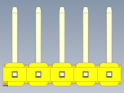 彩色公排针 100mil 2.54mm 系列-DS1022_yellow_05p_100mil_TypeU_rev1.0后视缩略图