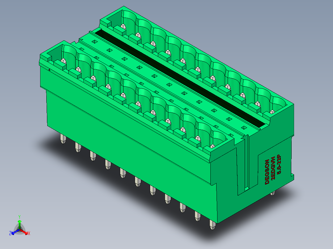 DEGSON 2EDG 系列 5.0mm 可插拔接线端子组-2EDGVH-5.0-22P-14-00AH主视图