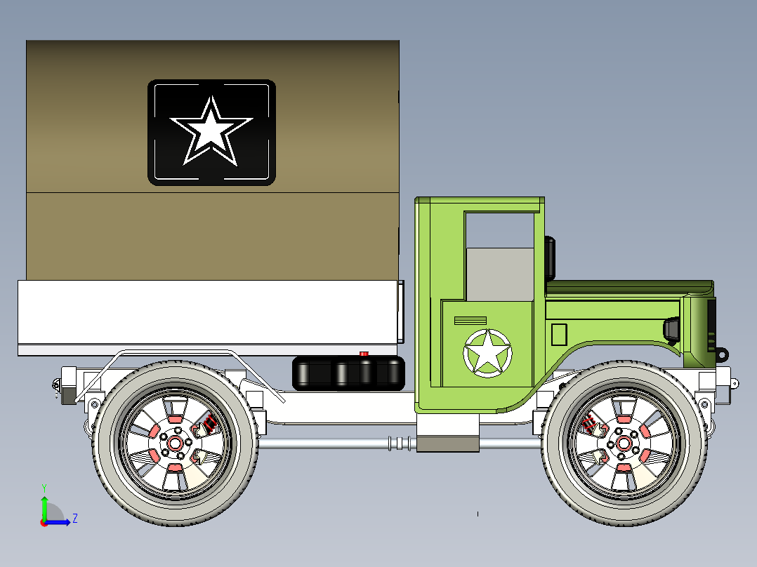 47-老式J用卡车 3d模型图纸左视图