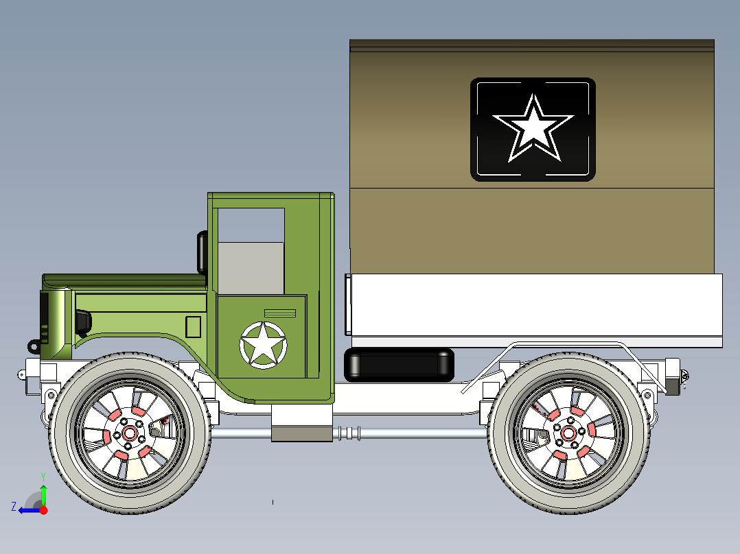 47-老式J用卡车 3d模型图纸右视图