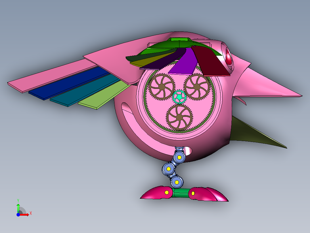 机械朋克风格鸟前视图