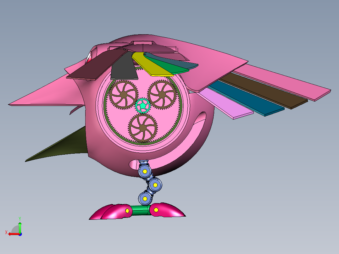 机械朋克风格鸟后视图