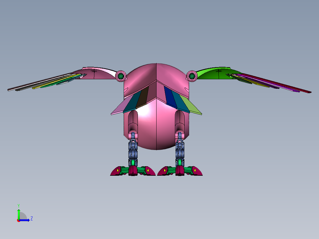 机械朋克风格鸟左视图