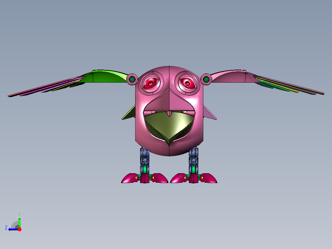 机械朋克风格鸟右视图