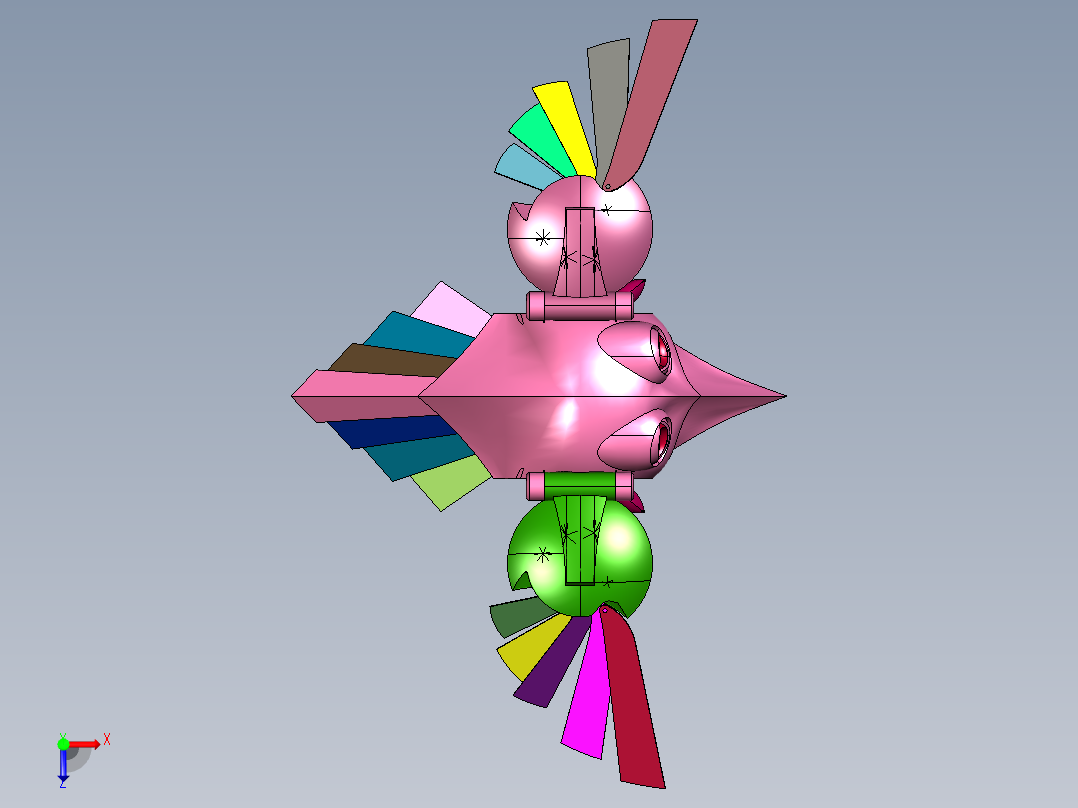 机械朋克风格鸟俯视图