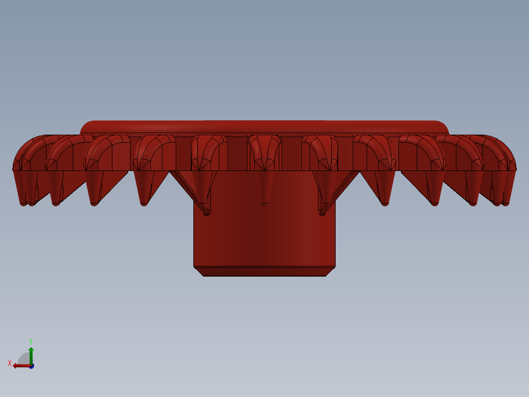 3650 Red Technic Gear 24 Tooth Crown Type III (x pattern).SLDPRT后视图