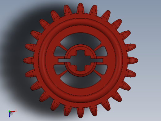 3650 Red Technic Gear 24 Tooth Crown Type III (x pattern).SLDPRT俯视缩略图