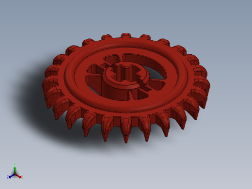 3650 Red Technic Gear 24 Tooth Crown Type III (x pattern).SLDPRT正等轴测缩略图