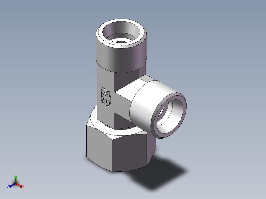 CC+CD 三通组合接头、CD-22正等轴测图