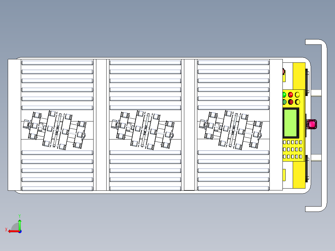 带举升功能的滚筒AGV小车模拟后视图