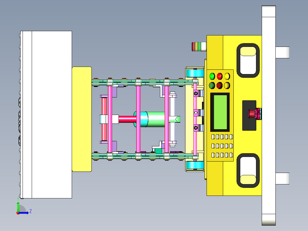 带举升功能的滚筒AGV小车模拟左视图