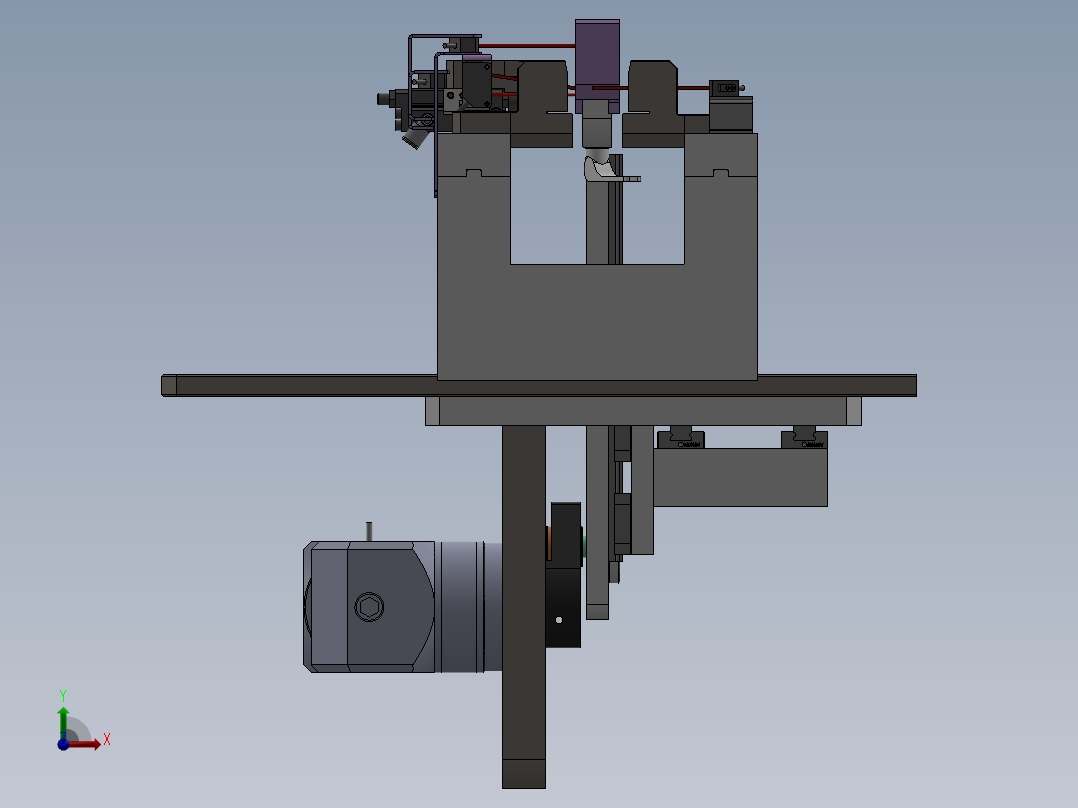 基于凸轮机构的拨叉步进移载机构前视图