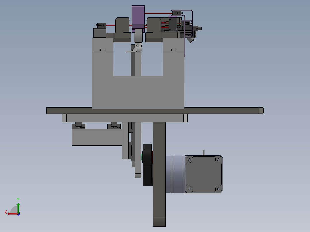 基于凸轮机构的拨叉步进移载机构后视图