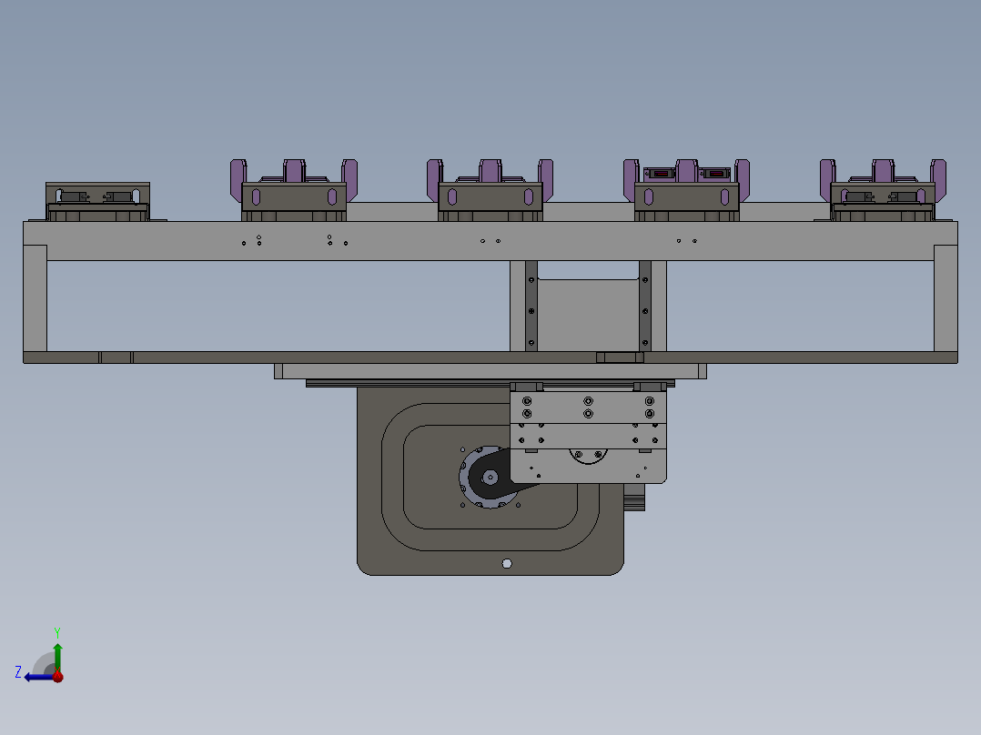 基于凸轮机构的拨叉步进移载机构右视图