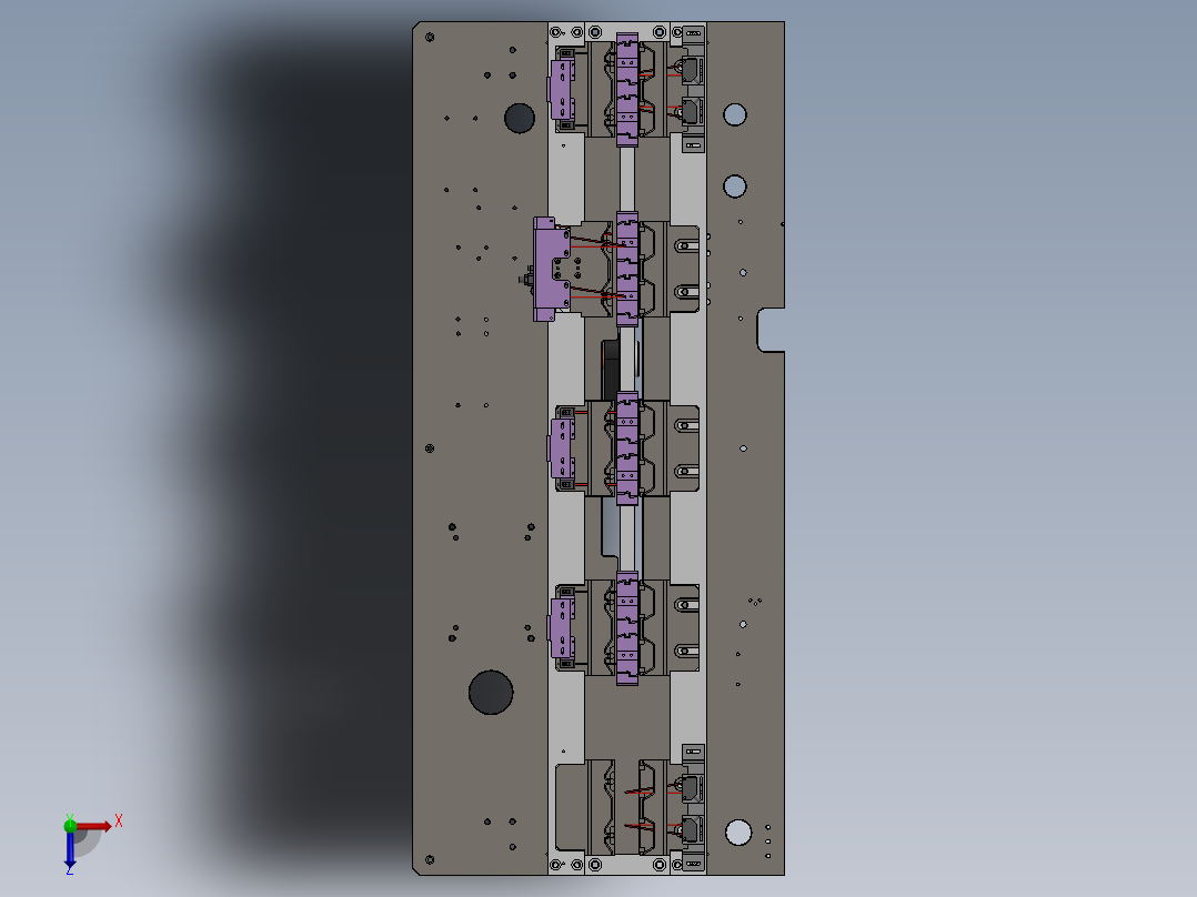 基于凸轮机构的拨叉步进移载机构俯视图