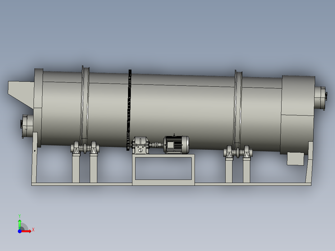 有机肥料均匀烘干的滚筒烘干机前视图