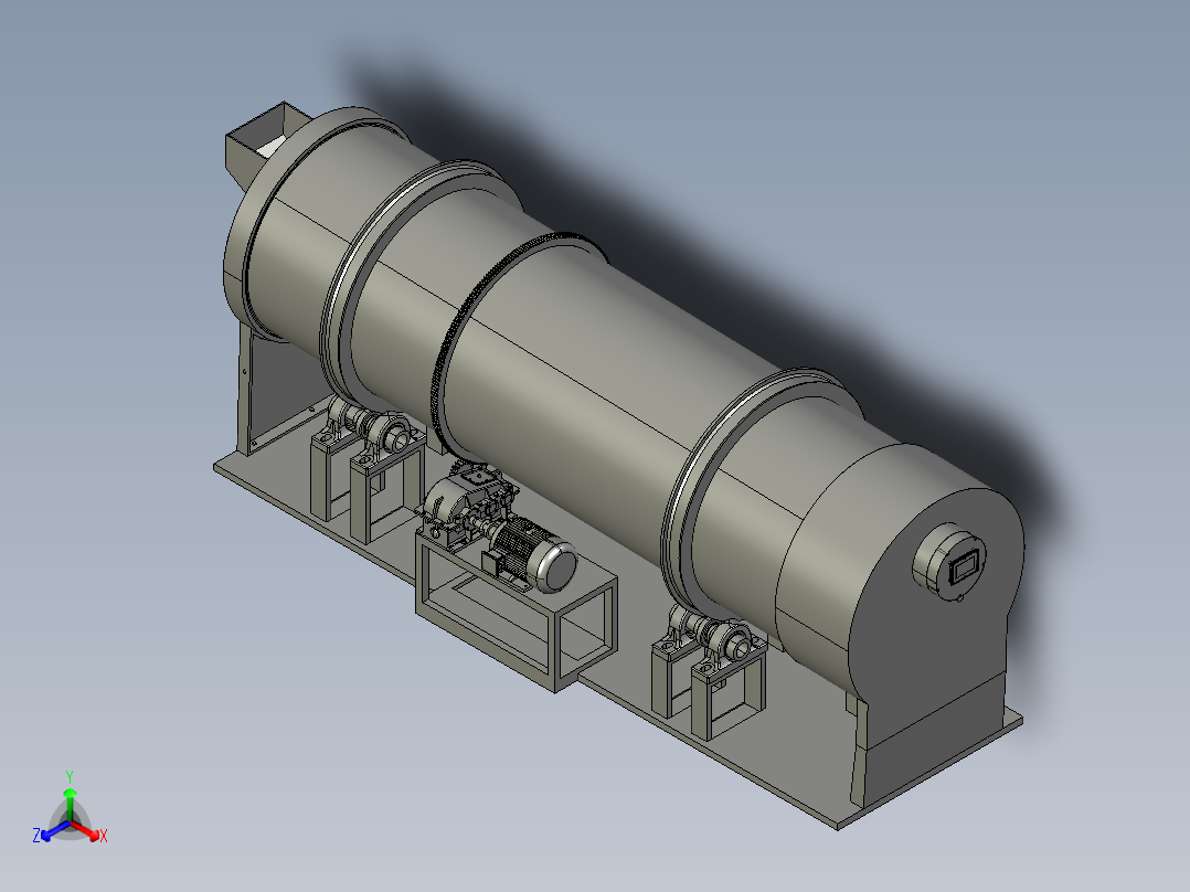 有机肥料均匀烘干的滚筒烘干机正等轴测图