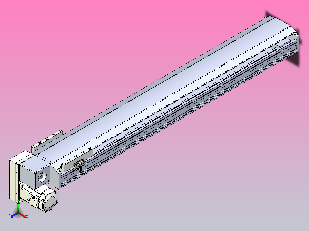 皮带直线轴半封闭可选导轨TPA-HNB-175D-140-L1000-LP-C-P75-N3正等轴测图