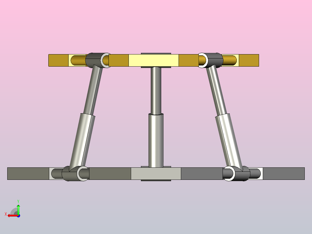 简易并联机构装配及运动仿真后视图