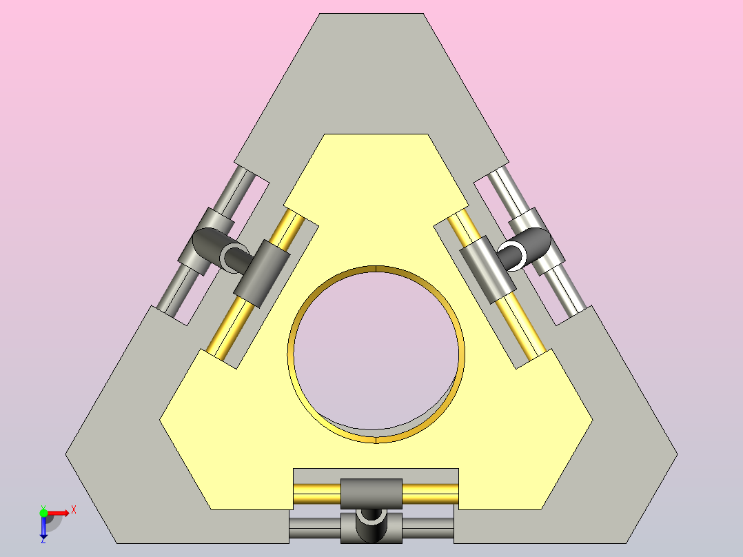 简易并联机构装配及运动仿真俯视图