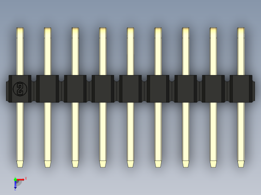 彩色公排针 100mil 2.54mm 系列-DS1022_black_2x09p_100mil_TypeD_rev1.0俯视缩略图
