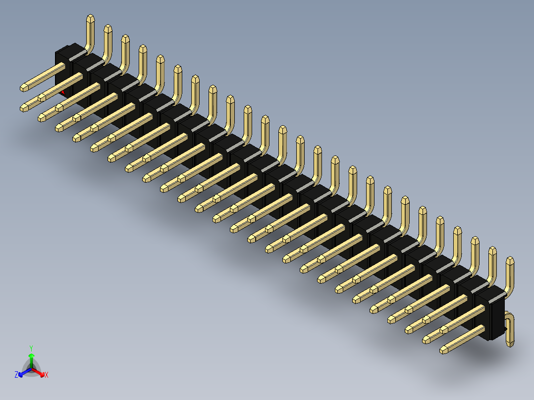 彩色公排针 100mil 2.54mm 系列-DS1022_black_50p_100mil_TypeSMT_rev1.0主视图