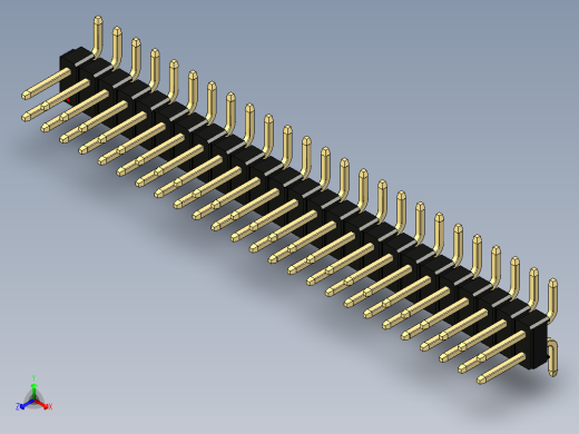 彩色公排针 100mil 2.54mm 系列-DS1022_black_50p_100mil_TypeSMT_rev1.0正等轴测缩略图
