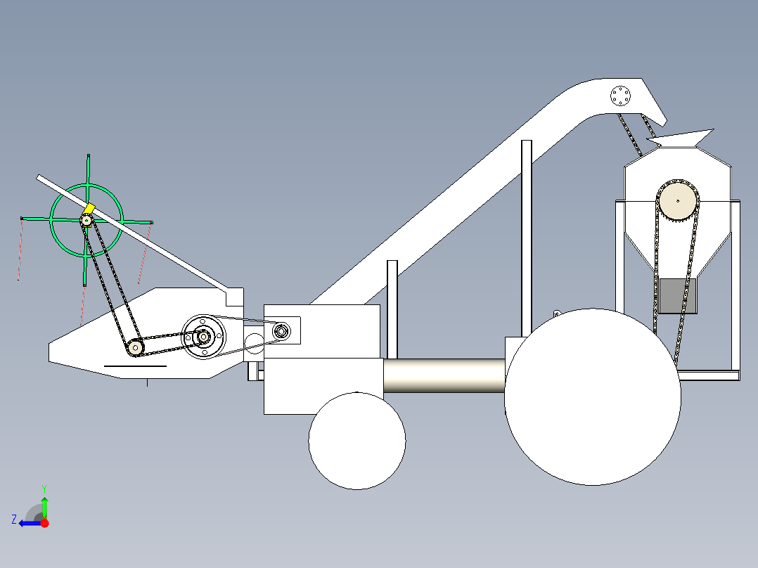 大豆收获机三维模型右视图