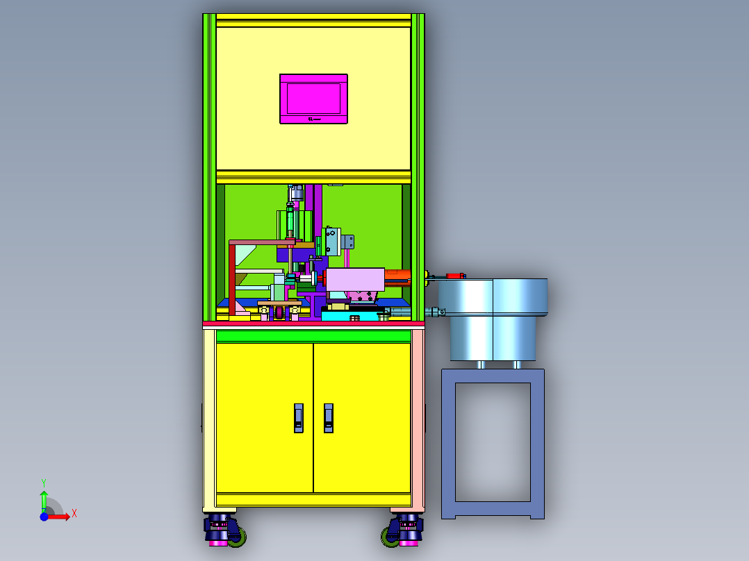 电机系统压装平键装置前视图