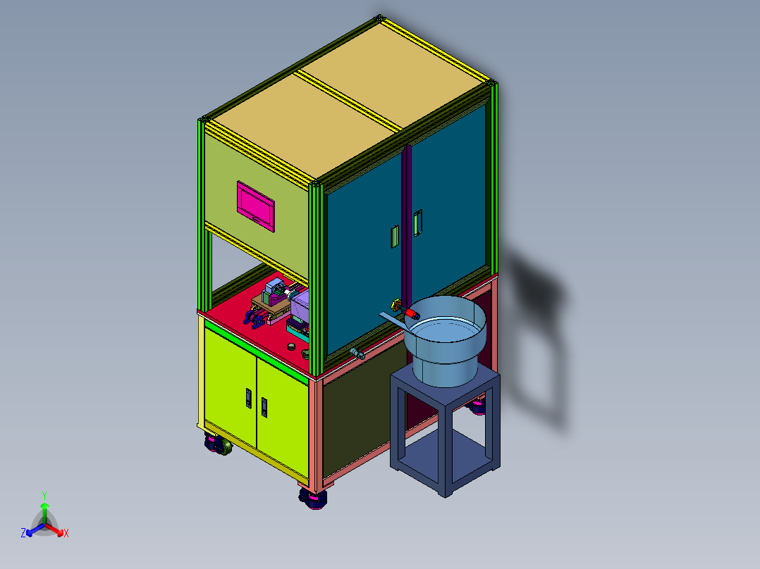 电机系统压装平键装置正等轴测图