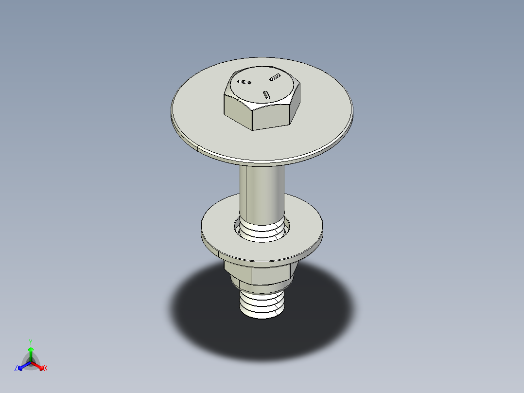 紧固件-STEP 0.3750 Bolt Hex正等轴测图