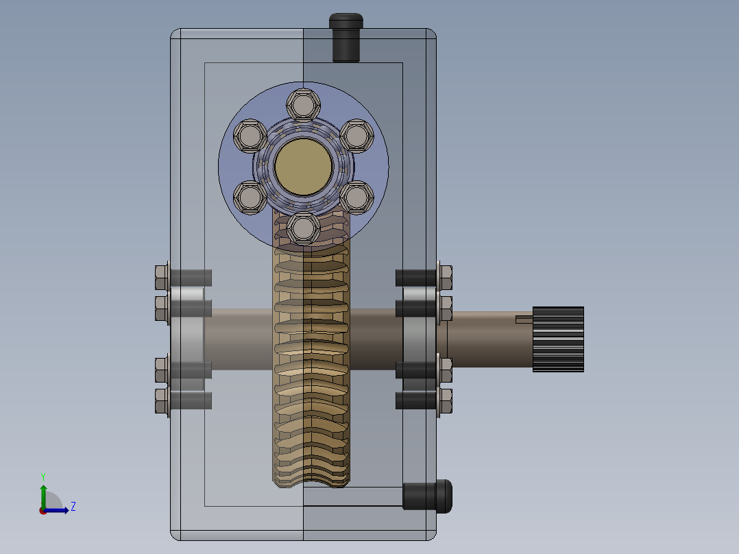 润滑油的蜗杆箱sw19可编辑左视图