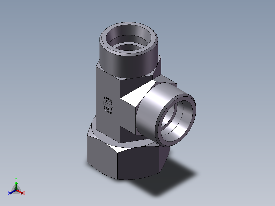 CC+CD 三通组合接头、CD-36正等轴测图