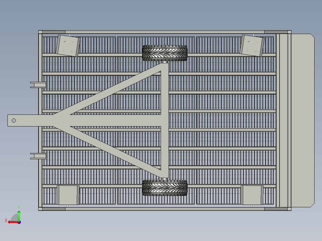 分体移动式登车桥仓库物流集装箱叉车斜坡后视图