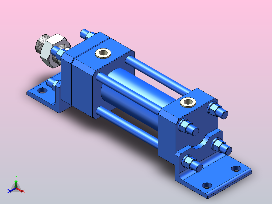 H OB-LB[40]推力液压缸正等轴测图